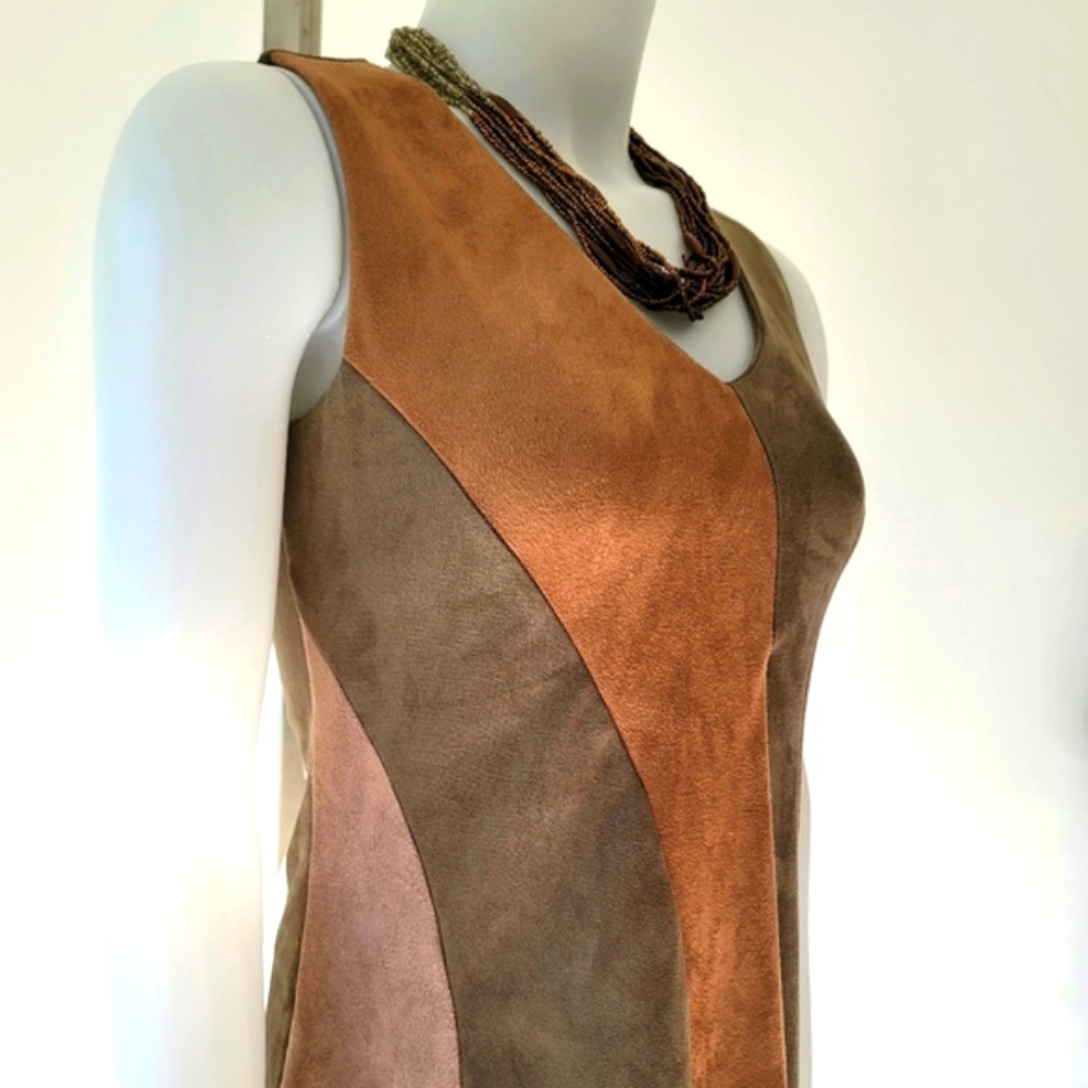 Suzy Shier Petite Sleeveless Suede Shift Dress Size S